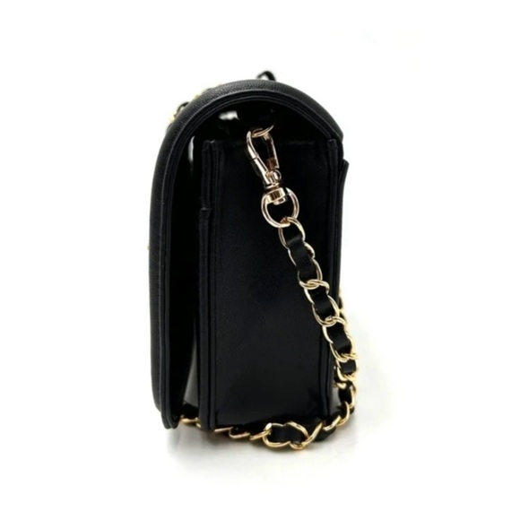 Valentino Orlandi Black Vegan Leather Crossbody with Gold Hardware - Picture 4 of 12